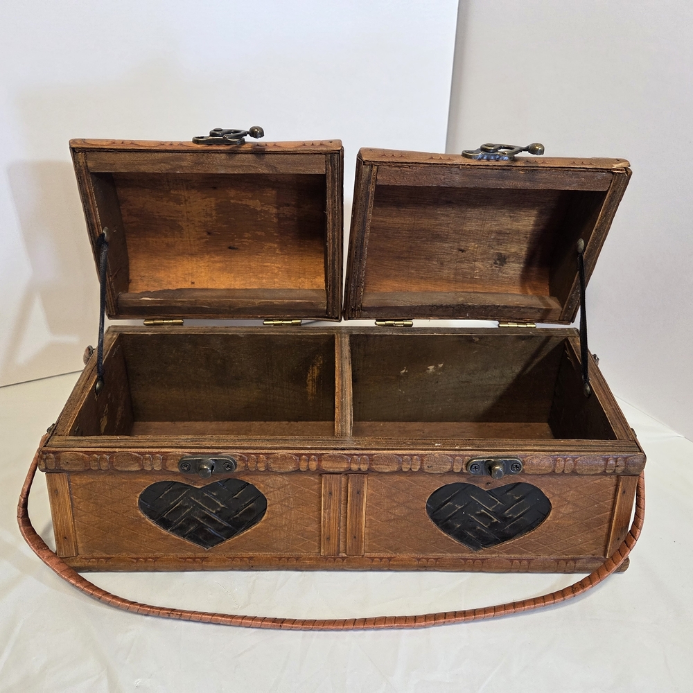 Rustic Wooden Box with Heart Details